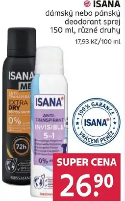 Rossmann ISANA dámský nebo pánský deodorant sprej nabídka
