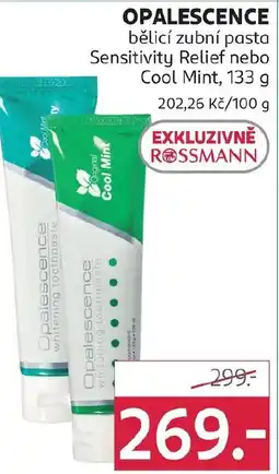 Rossmann OPALESCENCE bělicí zubní pasta Sensitivity Relief nebo Cool Mint nabídka