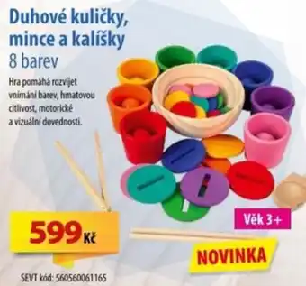 Duhové kuličky, mince a kalíšky