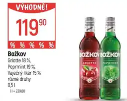 Globus Božkov Griotte 18%, Peprmint 19%, Vaječný likér 15% nabídka