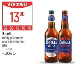 Globus Birell světlý, polotmavý nealkoholické pivo nabídka