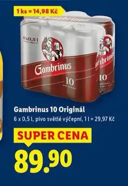 Lidl Pivo gambrinus originál 10 nabídka