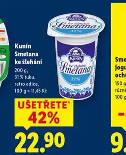 Lidl Kunín smetana ke šlehání nabídka