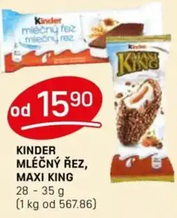 Flop Kinder Mléčný řez, Maxi king nabídka