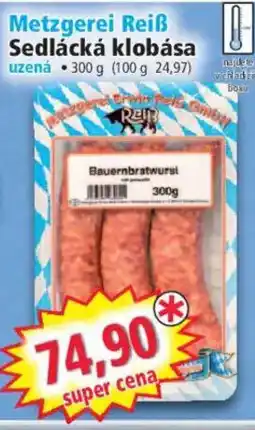 Norma Metzgerei Reiß Sedlácká klobása nabídka