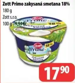 Partner Maloobchodní síť Zott Primo zakysaná smetana 18% nabídka