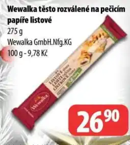 Partner Maloobchodní síť Wewalka těsto rozválené na pečicím papíře listové nabídka