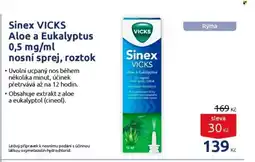 Benu Sinex VICKS Aloe a Eukalyptus 0,5 mg/ml nosní sprej, roztok nabídka