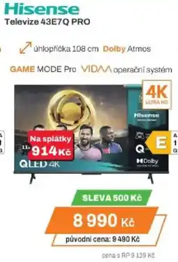Expert Hisense Televize 43E7Q PRO nabídka
