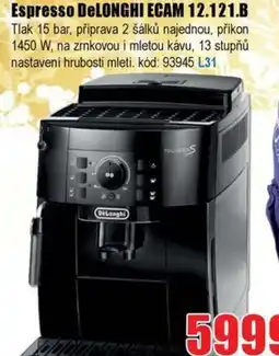 EVA Espresso DELONGHI ECAM 12.121.B nabídka