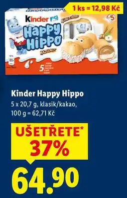 Lidl Kinder Happy Hippo, 5x 20,7 g nabídka
