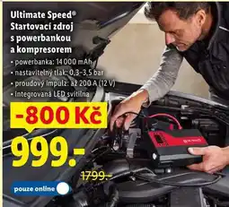 Lidl Ultimate Speed Startovací zdroj s powerbankou a kompresorem nabídka