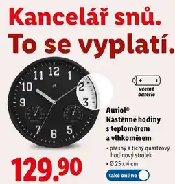 Lidl Auriol Nástěnné hodiny s teploměrem a vlhkoměrem nabídka