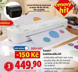 Lidl Tronic Laminovačka A4 nabídka