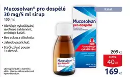 Benu MucosolvanⓇ pro dospělé 30 mg/5 ml sirup nabídka