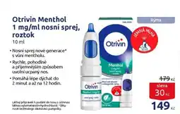 Benu Otrivin Menthol 1 mg/ml nosní sprej, roztok nabídka