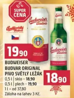 Terno Budweiser budvar original pivo světlý ležák nabídka
