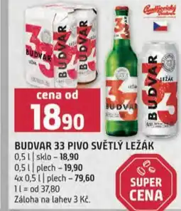 Terno Budvar 33 pivo světlý ležák nabídka
