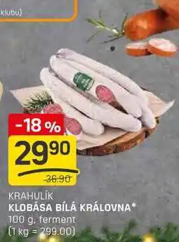 Flop KLOBÁSA BÍLÁ KRÁLOVNA 100 g, ferment nabídka