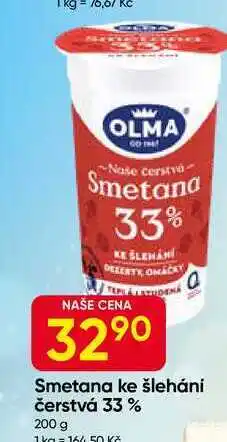 Hruška OLMA Smetana ke šlehání čerstvá 33% 200 g nabídka