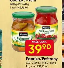 Hruška Hamé Paprika/Feferony 330-340 g/PP 160-170 g nabídka