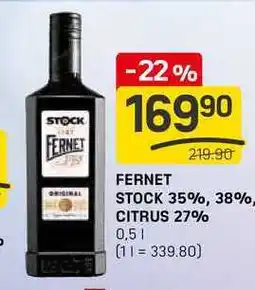 Flop FERNET STOCK 35%, 38%, CITRUS 27% 0,5l nabídka