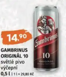 Terno Gambrinus originál 10 světlé pivo výčepní nabídka