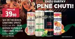 Terno Sex on the beach, gingtonic spritz / božkov republica cuba libre, mojito nabídka