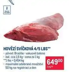 Makro Hovězí svíčková 4/5 lbs nabídka