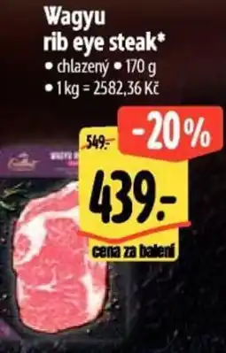 Albert Wagyu rib eye steak nabídka