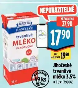 Albert Madeta Jihočeské trvanlivé mléko 3,5% nabídka