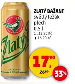 Penny Market Zlatý bažant světlý ležák plech nabídka