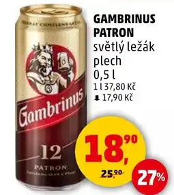 Penny Market Gambrinus patron světlý ležák nabídka