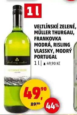 Penny Market Veltlínské zelené, müller thurgau, frankovka modrá, risling vlassky, modrý portugal nabídka