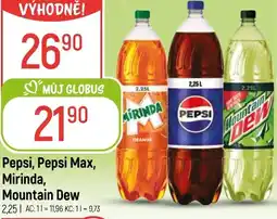 Globus Pepsi, Pepsi Max, Mirinda, Mountain Dew nabídka