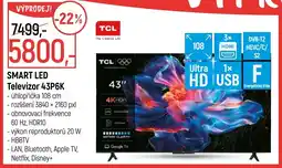 Globus TCL Smart LED Televizor 43P6K nabídka