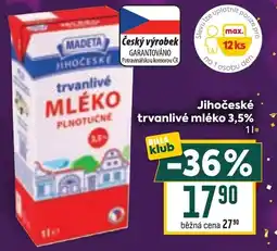 Billa MADETA Jihočeské trvanlivé mléko 3,5% nabídka