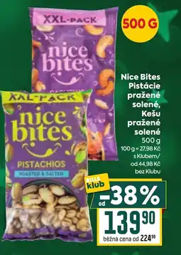 Billa Nice Bites Pistácie pražené solené, Kešu pražené solené nabídka
