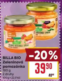 Billa BILLA Bio Zeleninová pomazánka nabídka
