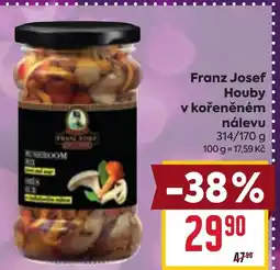 Billa Franz Josef Houby v kořeněném nálevu nabídka