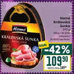 Billa Hamé Královská šunka nabídka