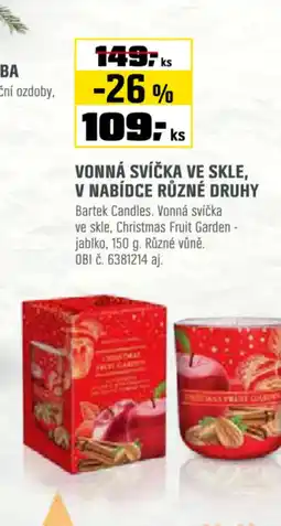 OBI Vonná svíčka ve skle, v nabídce různé druhy nabídka