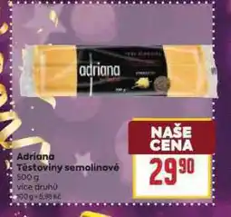 Billa Adriana semolinové těstoviny nabídka