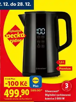 Lidl Silvercrest® Digitální rychlovarná konvice 3 000 W nabídka