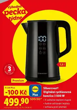 Lidl SilvercrestⓇ Digitální rychlovarná konvice 3 000 W nabídka
