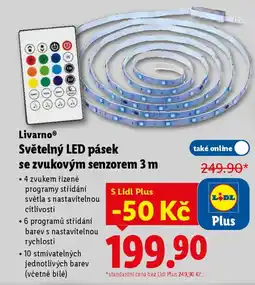 Lidl LivarnoⓇ Světelný LED pásek se zvukovým senzorem 3 m nabídka