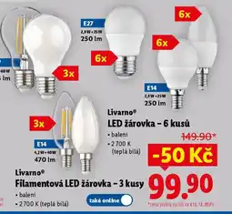 Lidl LivarnoⓇ Filamentová LED žárovka - 3 kusy nabídka