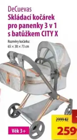 SEVT DeCuevas Skládací kočárek pro panenky 3 v 1 s batůžkem CITY X nabídka