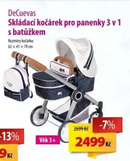 SEVT DeCuevas Skládací kočárek pro panenky 3 v 1 s batůžkem nabídka