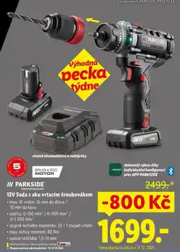 Lidl Sada s aku vrtacím šroubovákem parkside nabídka